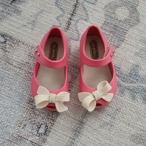 Mini Melissa Baby Girls Pink Bow Mary Jane Shoes Sz5
